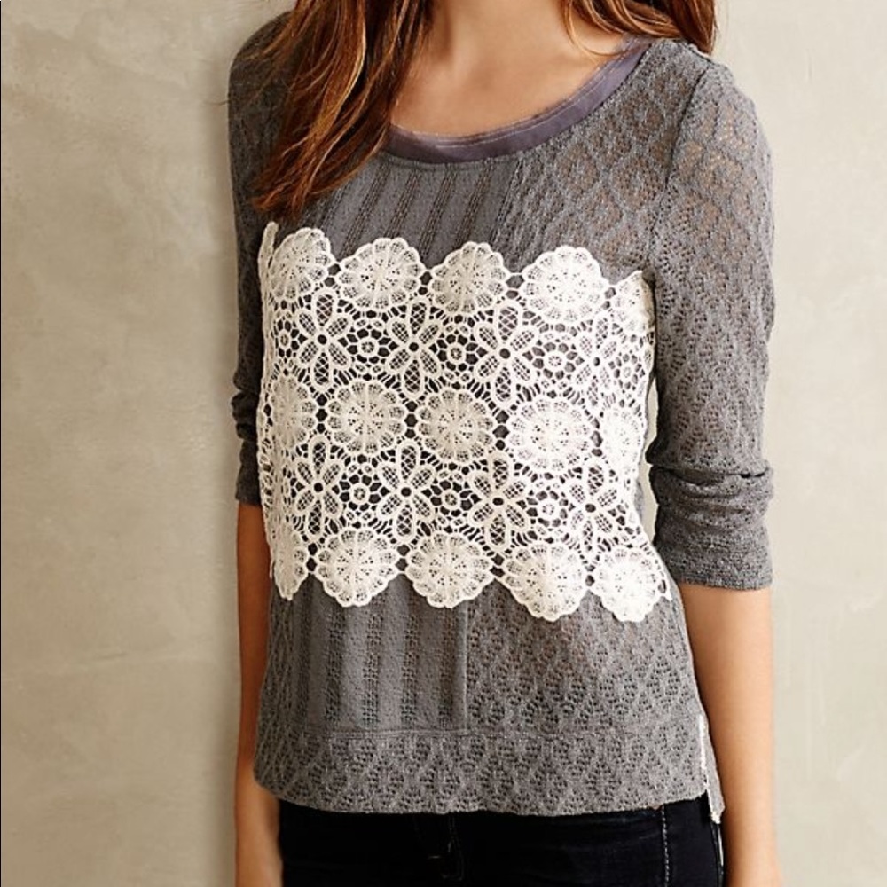Anthropologie meadow rue lace overlay sweater S